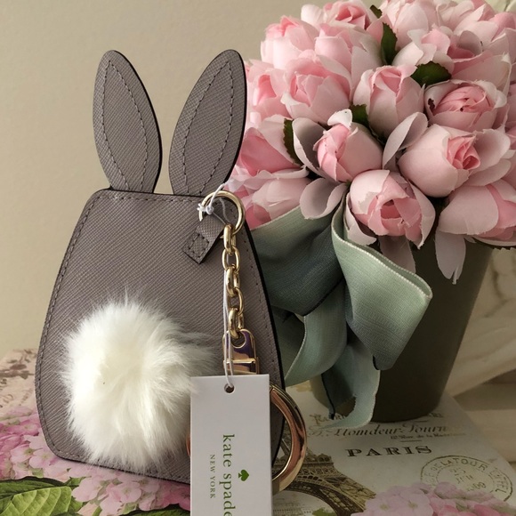 🎀Kate Spade Leather Bunny Appliqué Keychain/Charm - Picture 2 of 7